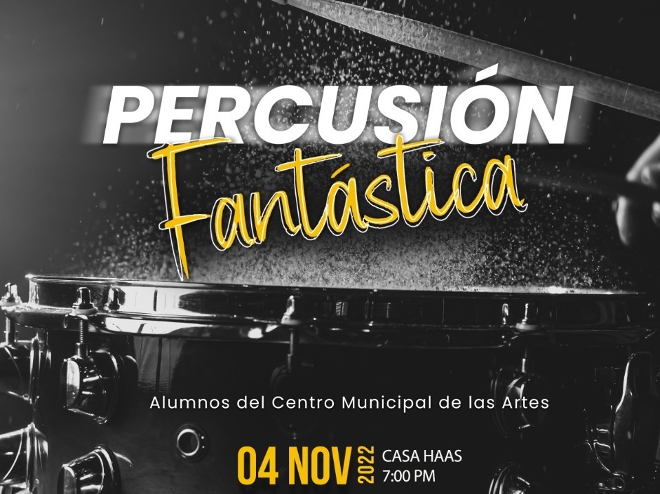 Percusión Fantástica” invadirá Casa Haas, este viernes por la noche.