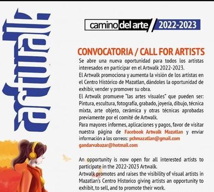 Art Walk 2022-2023 lanza su convocatoria para artistas participantes.