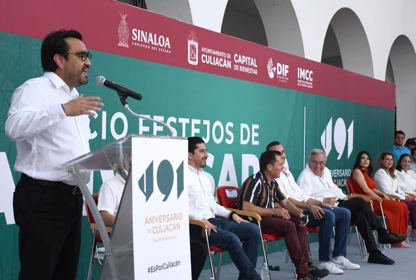  Rubén Rocha Moya y Juan de Dios Gámez Mendivil inician los Festejos del 491 Aniversario de Culiacán.