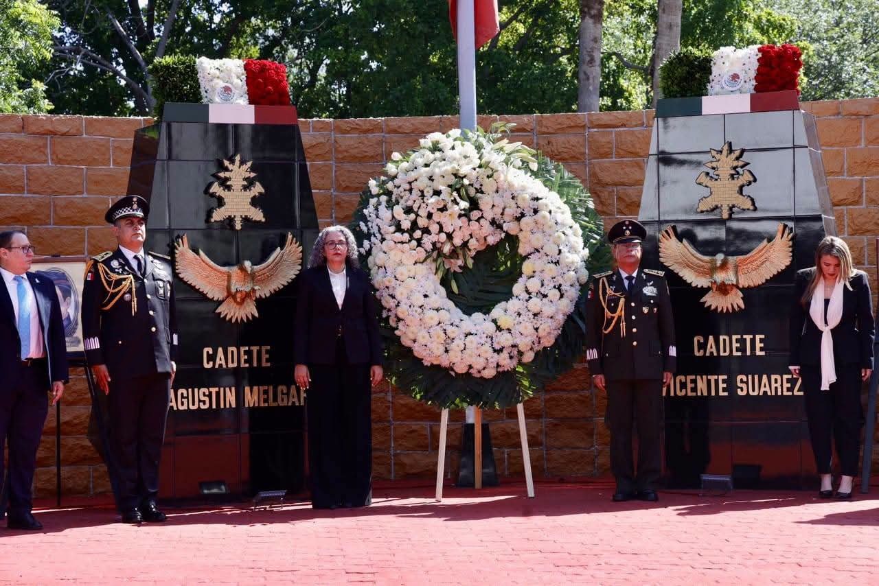Gobernadora Graciela Domínguez, junto a autoridades militares encabezan ceremonia del 179 aniversario de la Gesta Heroica de los Niños Héroes de Chapultepec. &nbsp;
